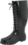 sporto Women's Twinkle Lace-up Rain Boot, Black, 4 UK