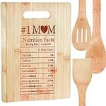 Mom Nutrition Facts Bamboo Cutting Board Mothers Day Gifts, Mother Cooking Board Personalized Kitchen Gifts for Mom from Daughter/Son, Wooden Engraved Cutting Board for Birthday Thanksgiving Christmas Anniversary