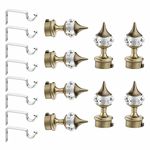 GLOXY ENTERPRISE Aluminium Single Diamond Curtain Brackets Parda Holders with Support Fittings 1 Inch Rod Pocket Finials Designer Door and Window (Antique 8 Pair)