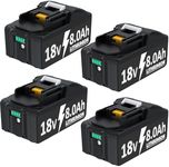 4 Packs 8.0Ah 18V BL1850B Replacement for Makita 18V Battery,Compatible with Makita Batteries BL1860B BL1850B BL1850 BL1840 BL1830 BL1860 BL1835 BL1845 BL1820B,Compatible with Makita Power Tools