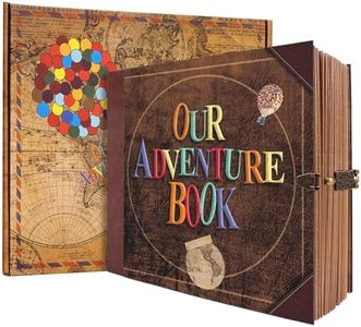 Our Adventure Book 146 Pages 8.9*7.7 Inch Scrapbook Photo Album,Retro Style Embossed Letter Cover Travel Diary Journal Scrap Book For Couples,Memory Book For Anniversary Wedding,Valentine's Day Gift