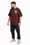 FUAARK Grow Oversized Sports and Gym T-Shirt for Men (Coffee, L)