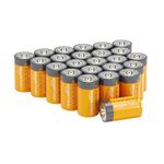 Amazon Basics 24 Pack D Cell All-Purpose Alkaline Batteries, Easy to Open Value Pack