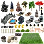 Cayway Outdoor Fairy Garden Miniatures Mini Zen Garden Accessories, Artificial Garden Grass, Model Trees, Mini Garden Ornaments, Bonsai Decorative Craft Tools Kit