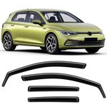 GEARCELL Black Wind Deflectors, Rain Guards Window Visor Compatible with Golf MK7 / MK8 Hatchback 5 Door 2014-2024