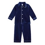 Verve Jelly Baby Toddler Boys Christmas Pajamas Outfit Baby Fleece Long Sleeve Button Down T-Shirt Top Elastic Waist Pants 2Pcs Xmas PJs Set 110 Blue3 3-4 Years