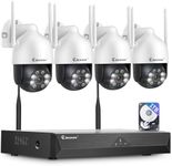 Jennov 【5MP+360°PTZ】 Wireless Security Camera System, 10CH NVR CCTV Camera System with 1TB HDD, 4PCS PTZ Security Cameras, Human Detection, Color Night Vision, Auto Tacking, Two Way Audio