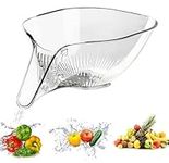 Multi-Functional Drain Basket Fruit Cleaning Bowl with Strainer Container Kitchen Sink Food Catcher Drainer Fruit Rinser Vegetable Washing Filter Bowl Over The Sink Colander (Clear)