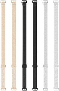 WLLHYF Lot de 6 bretelles de soutien-gorge élastiques pour femme - 40 cm - Clips réglables - Amovibles - Antidérapantes - Pour femme - Noir, beige, blanc, noir, blanc, couleur chair, taille unique