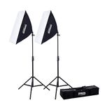 Fovitec 850W 2-Light 51x71cm EZ Setup Softbox Studio Lights - Continuous Lighting Kit for Video Photography