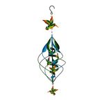 Evergreen Garden Beautiful Double Layer Hummingbird Hanging Wind Twirler - 8 x 8 x 31 Inches Fade and Weather Resistant Outdoor Decoration for Homes, Yards and Gardens