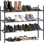 SimpleHouseware 3-Tier Expandable Shoe Rack Stackable Shoe Organiser, Black