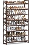 SONGMICS Shoe Rack, 8-Tier Shoe Organizer, Metal Shoe Storage for Garage, Entryway, Set of 2 4-Tier Stackable Shoe Shelf, with Adjustable Flat or Angled Shelves, Holds 32-40 Pairs, Bronze