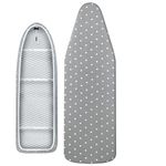 MZXcuin 15" x 54" Padded Ironing Board Cover Scorch Resistant, Extra Thick Cotton Iron Cover with Padding Heat Reflective Heavy Duty Pad (Grey dots, 15" x 54")