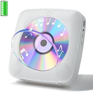 Gueray CD Player Portable with Bluetooth Wall Mountable, CD Music Battery Operated Players for Home with Speakers 1800mAh Rechargeable LCD Screen Display FM Radio USB AUX Jack Remote Control