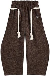 Aelfric Eden Super Baggy Barrel Sweatpants Wide Leg Pants for Women Men Casual Elastic Waist Unisex Lantern Trouser Pants Leopard XL