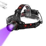 UV Head Torch, WESLITE Ultraviolet Light LED Headlamp 395-400nm Violet Purple Blacklight Headlight USB Rechargeable for Scorpions Hunting, Auto Oil HVAC Leaks, Pet Urine Stains, Night Fishing(UV Beam)