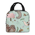 Cartoon Cute Otter Printed Lunch Tote Bag Waterproof Lunch Bag Men Women Girls Insulated Cooler Lunch Boxes for Camping Work School