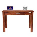 Krishana Art Palace Sheesham Wood Wooden Study Writing Desk Table for Office | Laptop Computer Table with 1 Drawers for Home and Office | Sheesham Wood Study Table,Honey Oak Finish,