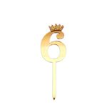 Infispace® Big Size Shiny Gold Cake Topper for Sixth Birthday or Anniversary Celebration