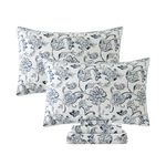 FADFAY Paisley Sheets Set Twin XL Luxury Navy Paisley Bedding Shabby Beige Floral College Bedding Vintage Dorm Bedding 100% Cotton 17.5'' Deep Pocket Fitted Sheet 4Pcs, Twin XL Size for Dorm Room