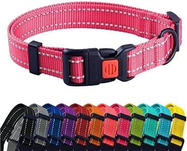 CollarDirect Reflective Dog Collar for a Small, Medium, Large Dog or Puppy with a Quick Release Buckle (Pink, 7-11 Inch)