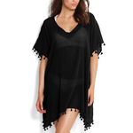 Swimsuit Cover Ups for Women,Beach Dress Bikini Cover Ups for Women Chiffon Swimwear Bikini Swimsuit Beach Cover Ups (Black)