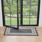 Nautica Runner Rug | Indoor Carpet for Entryway & Hallway Rug| Non-Slip Entry and Kitchen Door Mat| Machine Washable Low Profile Floor Mat | 26" x 45"| Trellis Border Dark Grey and White