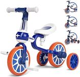 KORIMEFA 4 in 1 Toddler Bike Kids Trike for 2-4 Years Old Boys Girls Toddlers Tricycle with Adjustable Seat and Detachable Pedals Indoor Outdoor First Birthday Gifts