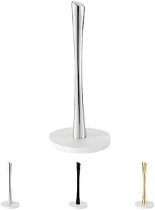 Marble Pape Towel Holder Silver, Standing Kitchen Paper Towel Holder Roll Holder- for Kitchen Bathroom Countertop, Standard Paper Towel Holder (with Marble Base)…