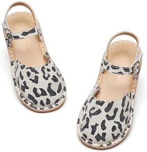 THEE BRON Girls White Closed Toe Sandals Toddler Summer Dress Shoes(AA434 Toddler,White/06M)