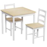 Vida Designs Yorkshire Dining Table and Chairs Set Kitchen Home Furniture (White & Pine, 2 Seater)