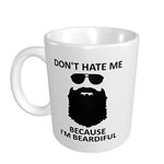 Yipaidel Don't Hate Me Because I'm Beardiful Coffee Mug, Bearded Dad, Brother, Uncle, Boyfriend, Husband Gift Ideas - Novelty Manly Macho Mens Present - Beardiful Matte Cup 11 Ounce Ceramic