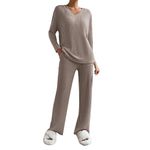 AMDOLE Deals Of The Day My Orders,Women'S Tracksuits,Gym Set,Jogging Suits For Women Uk,Women'S Travel Clothes,Plus Size Loungewear For Women,Co Ord Trouser Sets For Women,Khaki-2,S