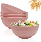 Numkey 60 oz [Set Of 4] Wheat straw bowls Salad bowls Large cereal bowls Soup bowls Unbreakable Oversized Lightweight Dishwasher & Microwave safe Dinner bowls for kitchen (Pink)