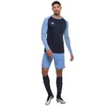 Nivia Men Destroyer Football Jersey Set Full Sleeves (Sky Blue/Navy Blue,S)