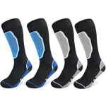 EOAMGO Kids Ski Socks, 2 Pairs Kids Thermal Socks, Warm Knee High Thick Sports Socks, Winter Snow Socks for Ski, Snowboard, Snowshoe, Hiking