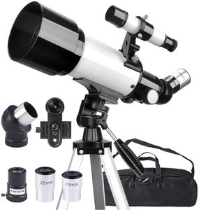 Misilmp Adult Telescope with Lenses, Mobile Phone Holder, Carry Bag, 70 mm Aperture 400 mm Refractor Telescopes for Beginners & Children, Portable Tripod Astronomy Adult Telescope (White)