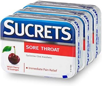 Sucrets Lozenges, Sore Throat Wild Cherry, 18 ct (Pack of 3)