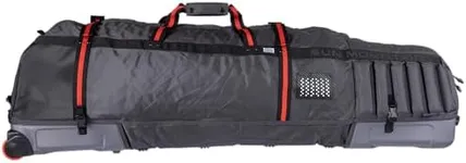 Sun Mountain Kube Golf Travel Bag - 2-Wheel Rolling System, Kube Folding Hard Shell for Easy Storage, Compact Protection & Travel Convenience - Steel-Black-Rush Red