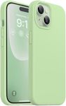 DIZORO Compatible for iPhone 15 Case 6.1, Slim Liquid Silicone 3 Layers Full Covered Soft Gel Rubber Phone Case Protective Cover 6.1 Inch (Matcha Green)