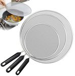 3 Pieces Splatter Guard, Stainless Steels Mesh Splatter Scree Handle for Frying Pan Cooking (9.8 inch, 11.4 inch, 13 inch) Splash-Proof Scald Oil Proof Strainer, Drain Board