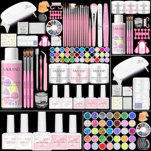 SAVILAND Essentials Acrylic Nail Kit with Everything: Nails Kit Acrylic Set for Beginner with Gel Polish Kit U V Light Nail Extension DIY Home Salon Gift Set