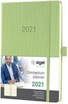 SIGEL C2168 Weekly Diary 2021, Approx. A5, hardcover, Apple Green - Conceptum