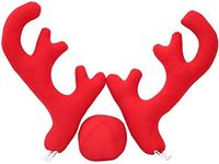 3pcs Christmas Car Antlers with Nose Vehicle Sedan Car Decorations Kit for Holiday Christmas Festival Decorations - Red