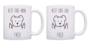 Dog Owner Best Dog Mom & Best Dog Dad Ever Dog Parent 2 Pack Coffee Mugs Tea Cups Dog Mom & Dad