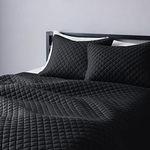 Amazon Basics Cotton Jersey Quilt and Shams Bed Set, Down-Alternative Quilt-Full/Queen, Black