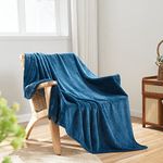 NEWCOSPLAY Super Soft Throw Blanket Navy Blue Premium Silky Flannel Fleece Leaves Pattern Lightweight Bed Blanket All Season Use (Navy Blue, Throw(50"x60"))