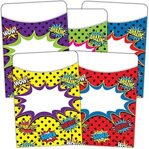 Teacher Created Resources Superhero Library Pockets, Multi-Pack (5647)