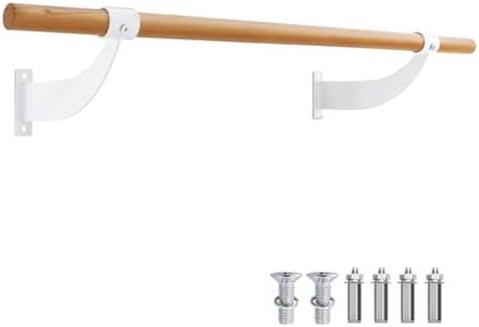 GYMAX Barre de Danse Classique Murale en Bois, Barre de Danse ∅3,8cm & 120cm de Largeur à Hauteur Fixe pour Maison, École, Studio (Blanc)